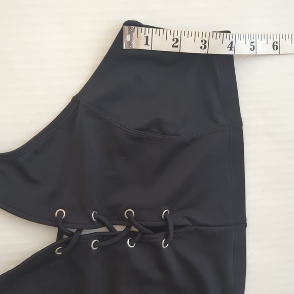 Old Navy Laced Up High Neck Swim Top Large Ebony - Picture 9 of 11